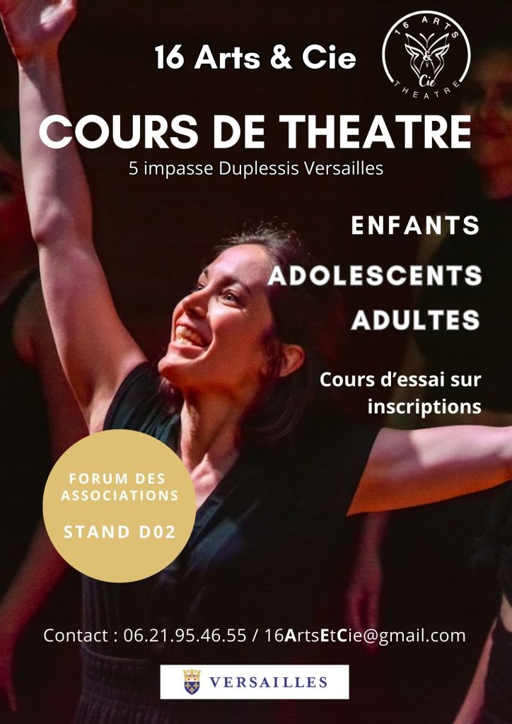 16 Arts & Cie Affiche Forum des association 2025 pour nos cours de théâtre enfants adolescents adultes